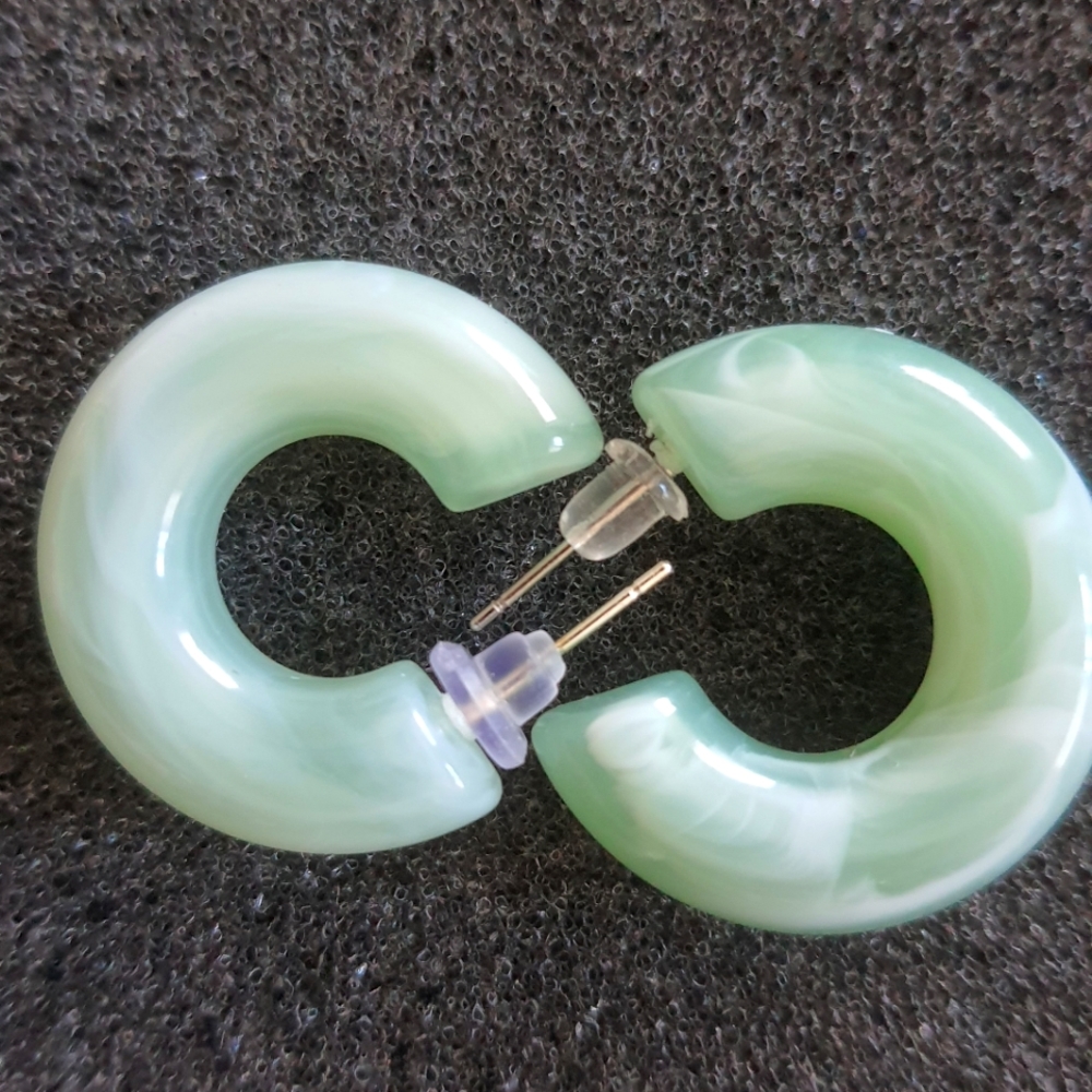 Seafoam green small C-hoop earrings